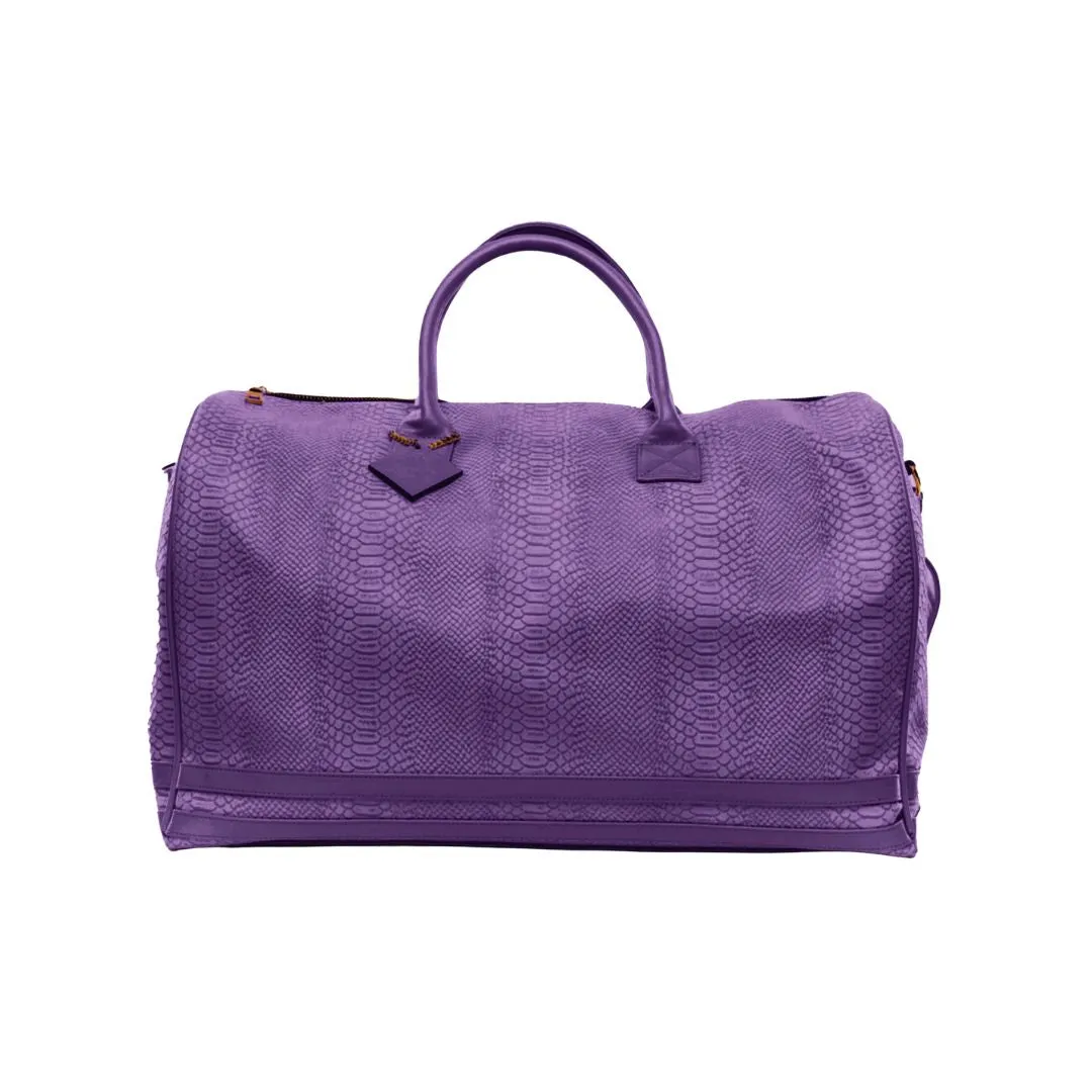 Purple Apollo 1 Faux Snakeskin Duffle Bag