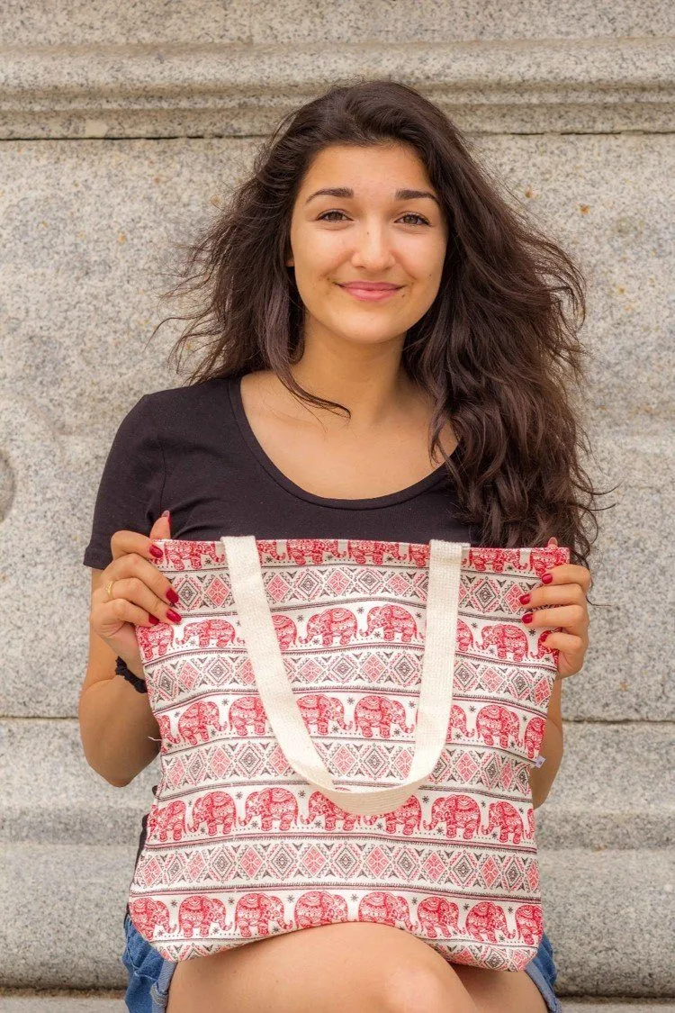 Red Elephant Tote Bag