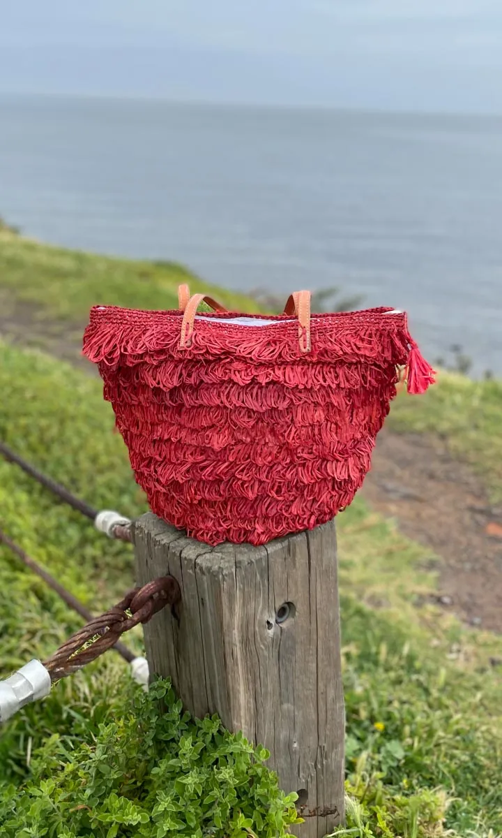 Red Raffia Tote