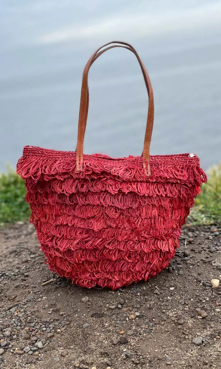 Red Raffia Tote