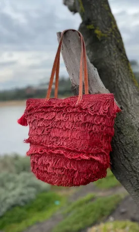 Red Raffia Tote