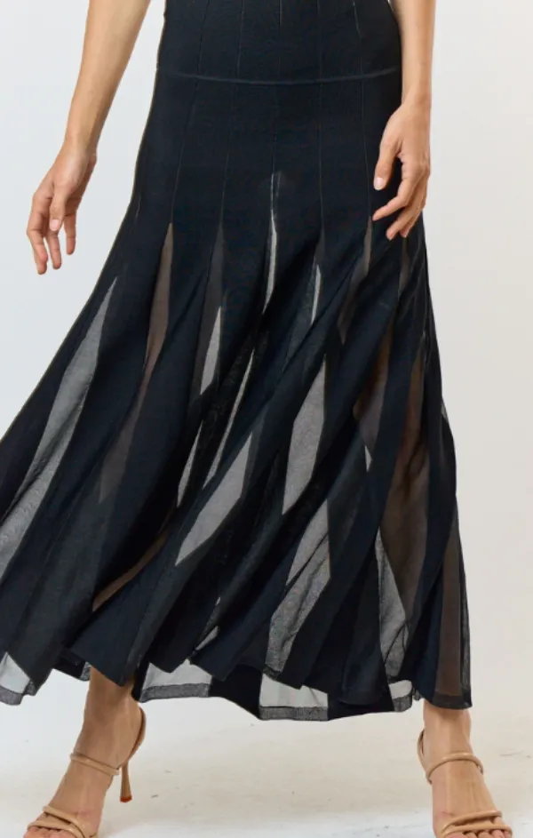 Sheer Stripe Pleated Maxi