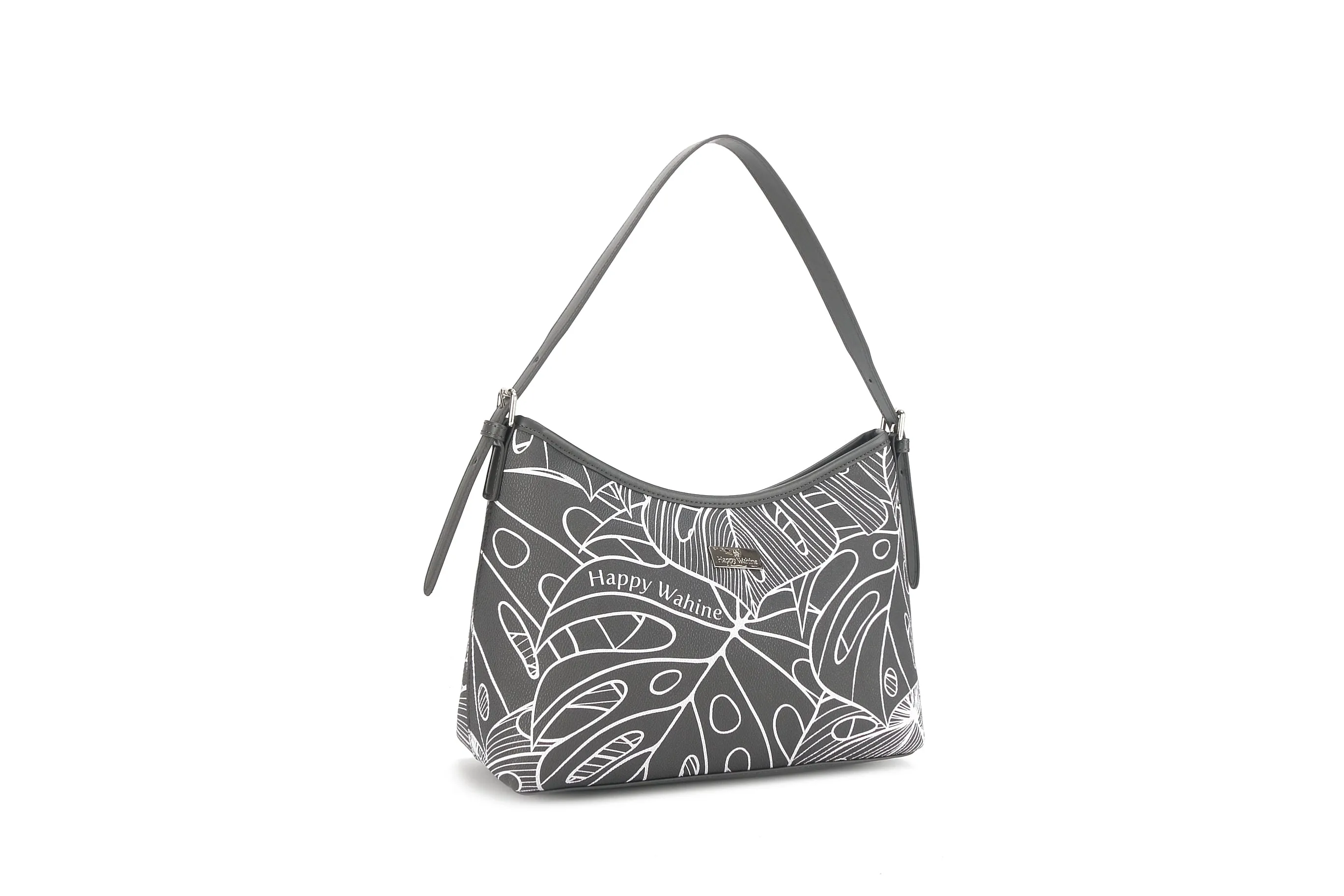 Shoulder Bag Edith Monstera Lines Grey