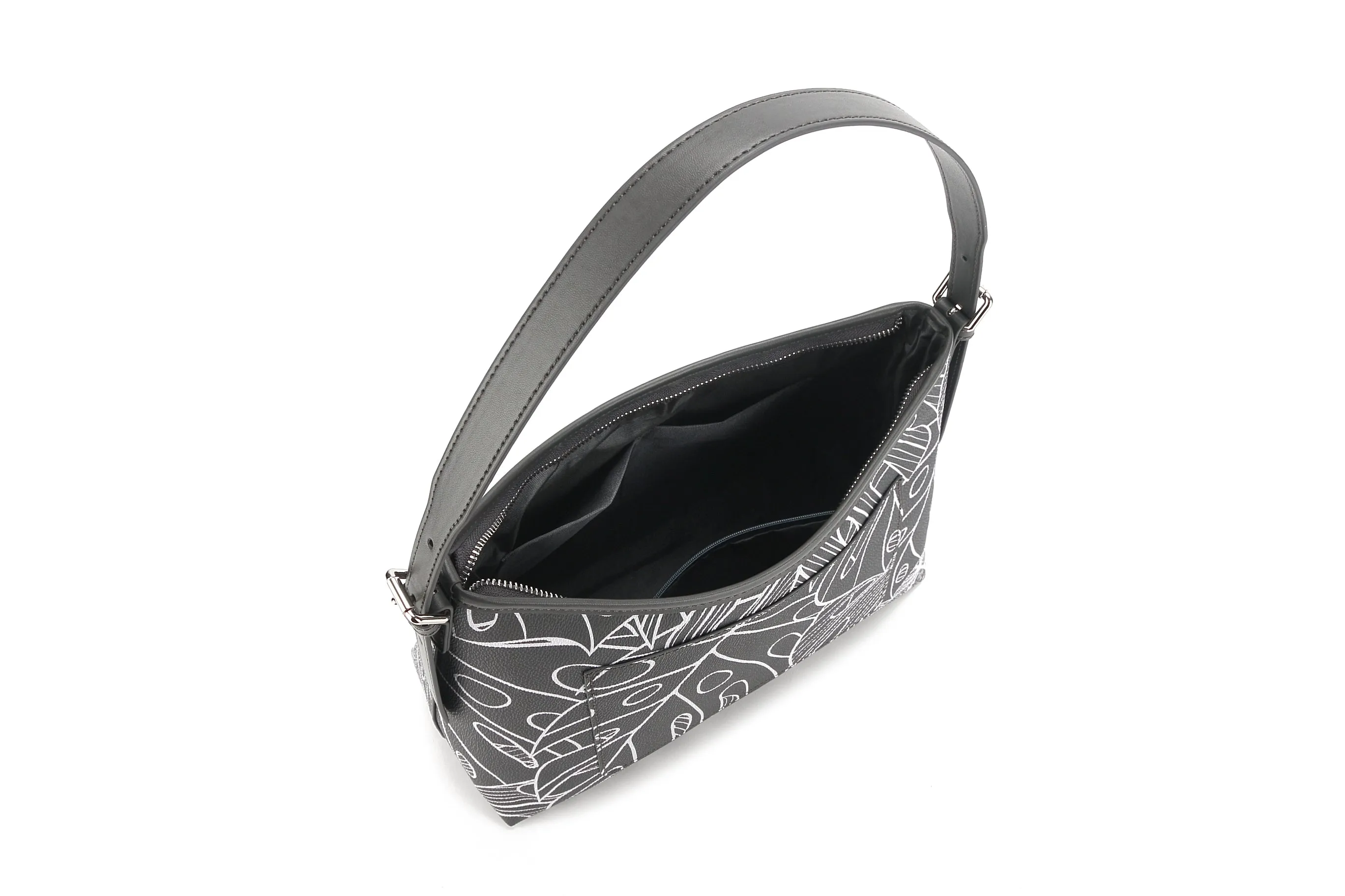 Shoulder Bag Edith Monstera Lines Grey