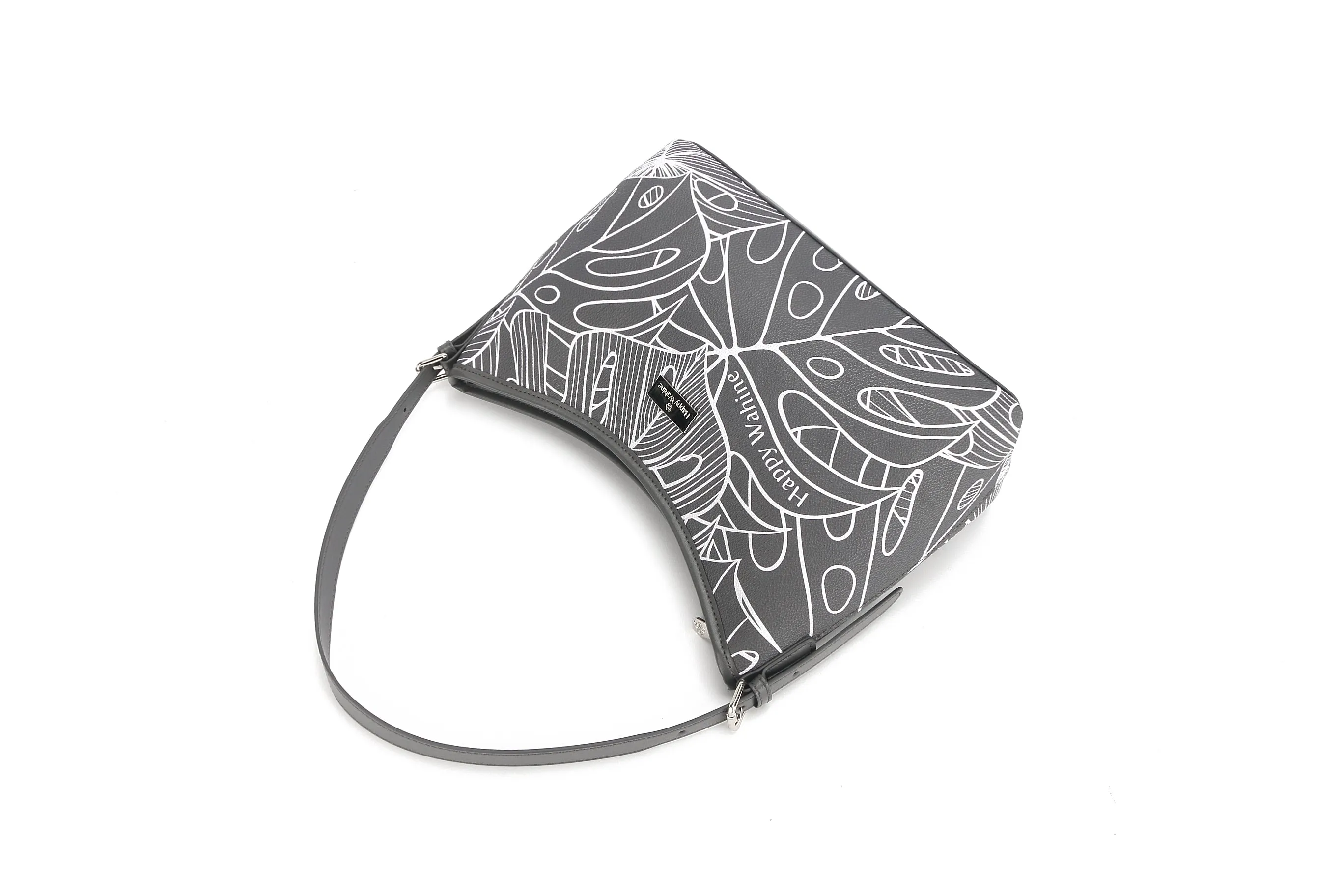 Shoulder Bag Edith Monstera Lines Grey