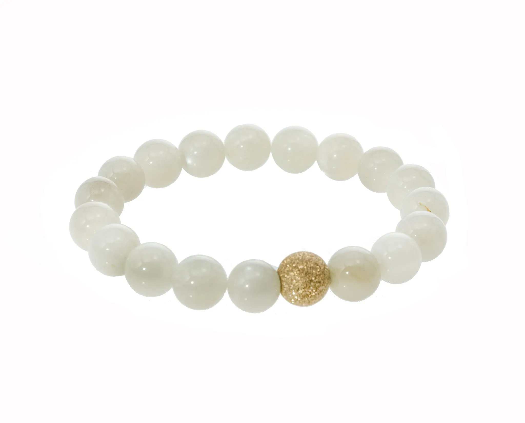 Sisco   Berluti beaded bracelet - Smooth Round Moonstone Beads with Gold Stardust accent