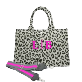 Split Letter Monogram Midi East West Bag: Leopard