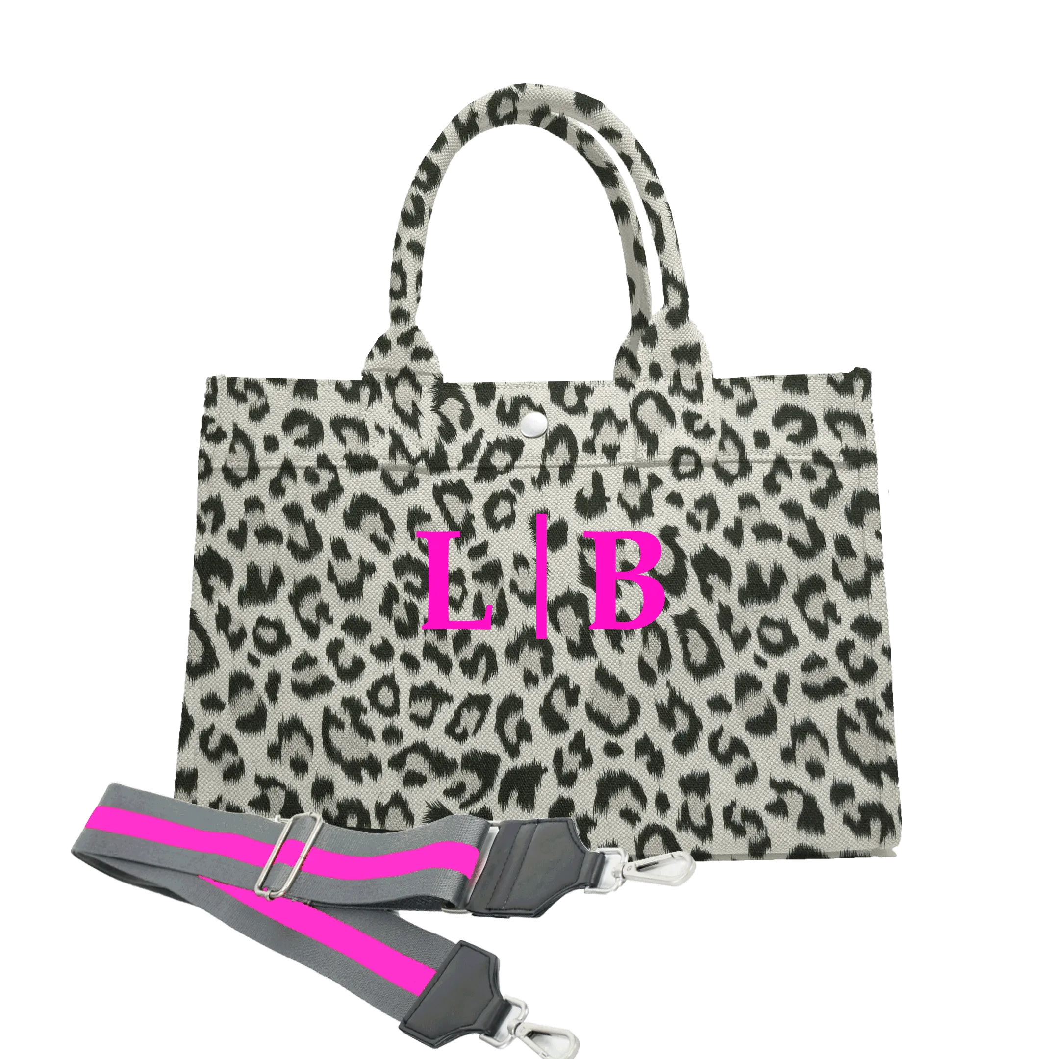 Split Letter Monogram Midi East West Bag: Leopard