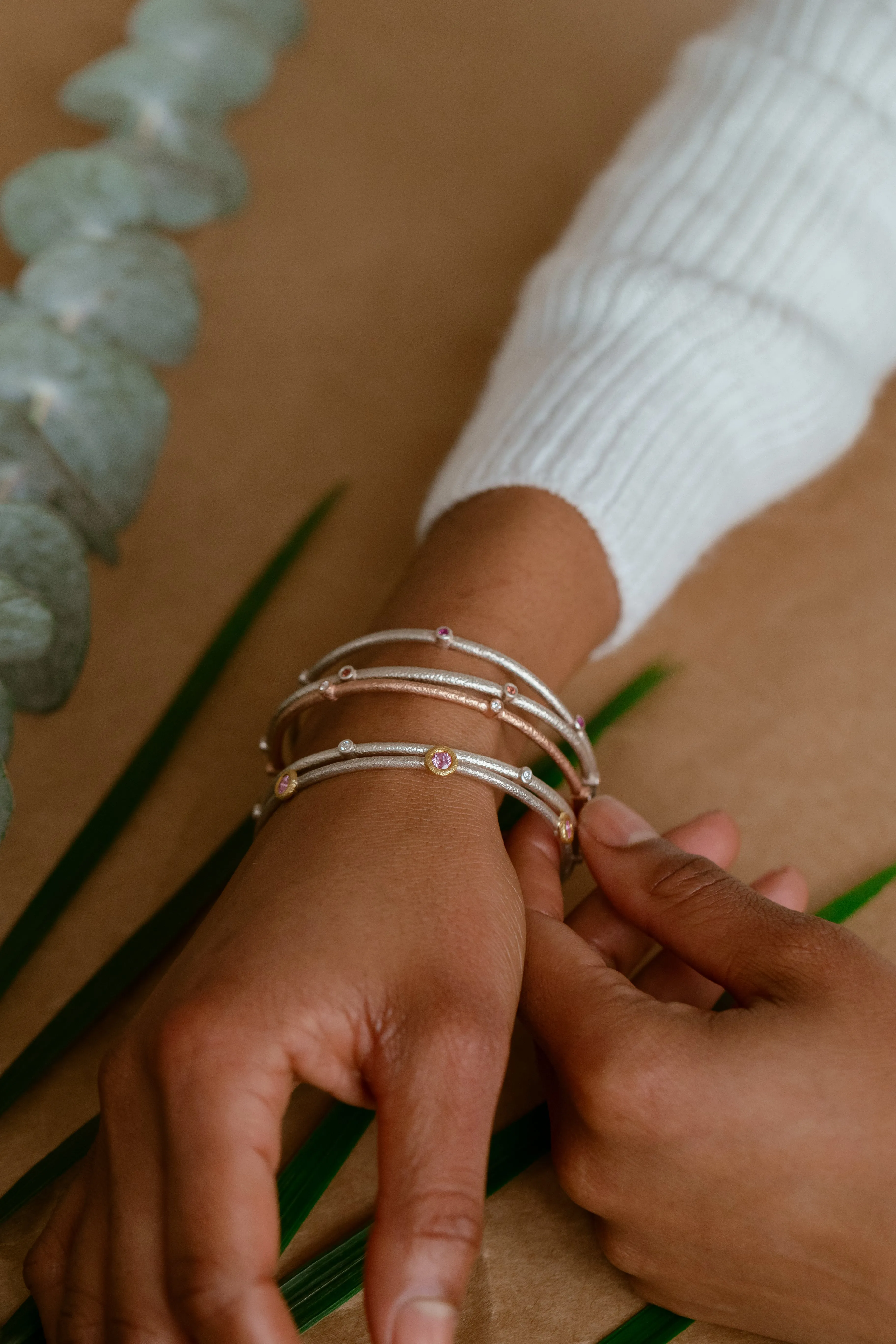 Sputnik Bangle in Rose Gold with Diamonds