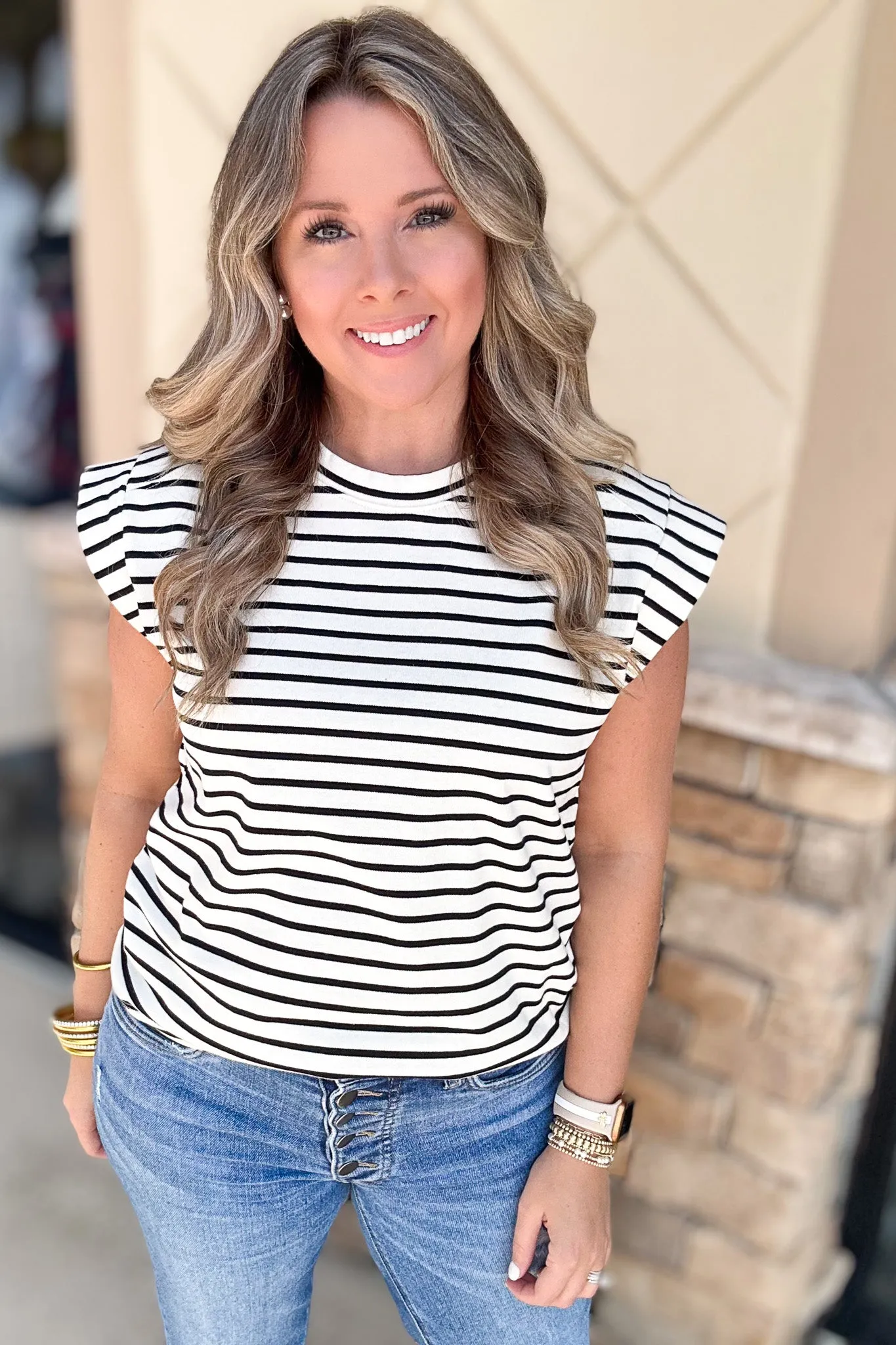 Stripe Rib Cotton T-shirt