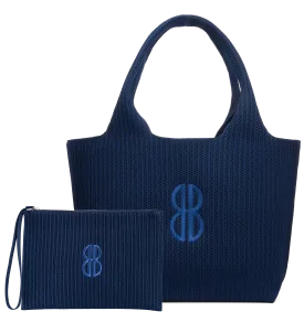 Sutton City Tote - Navy Stripe Monogram - Large