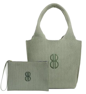 Sutton City Tote - Sage Stripe Monogram - Medium