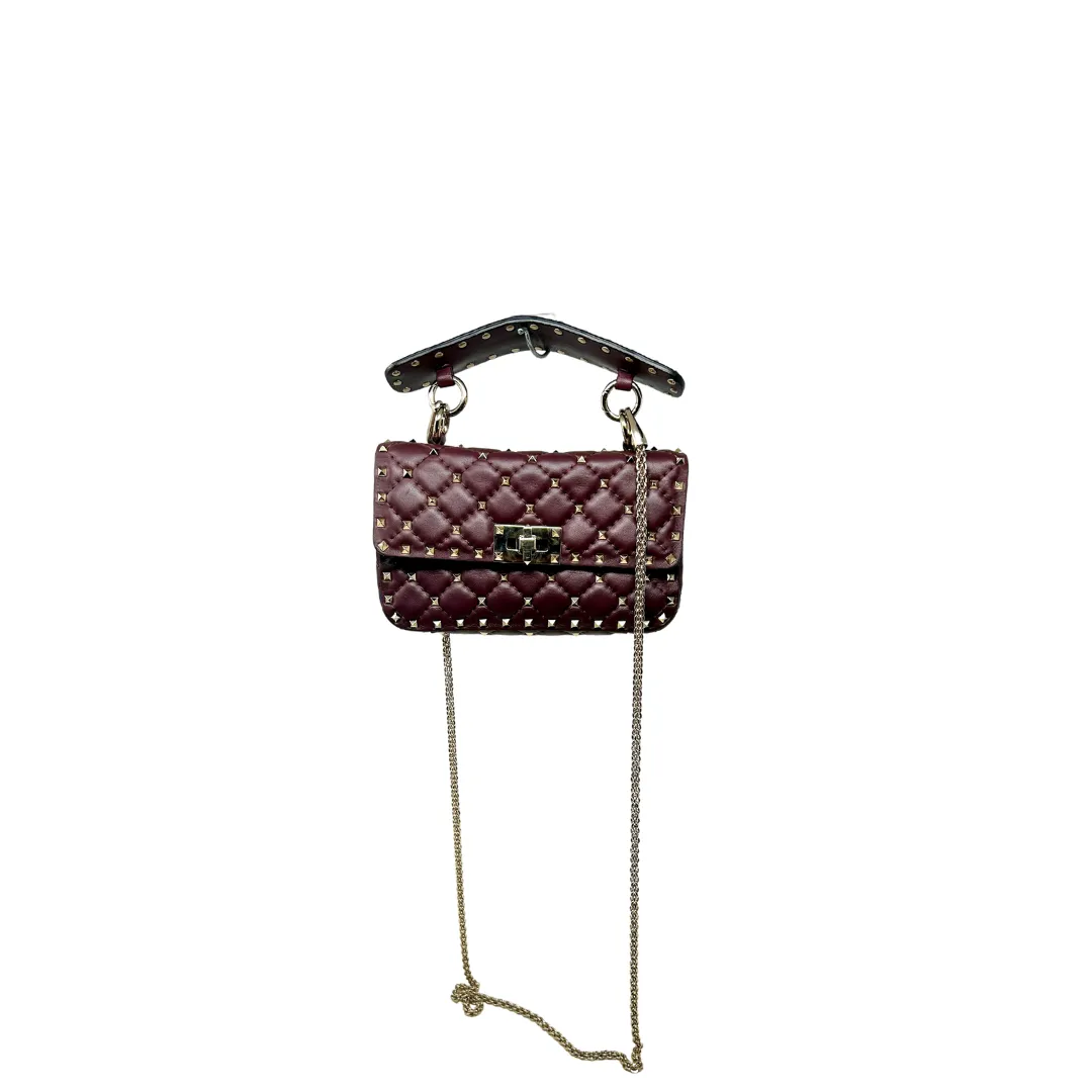 Valentino Plum Rockstud Spike Top Handle