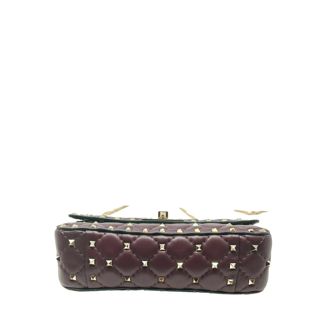 Valentino Plum Rockstud Spike Top Handle