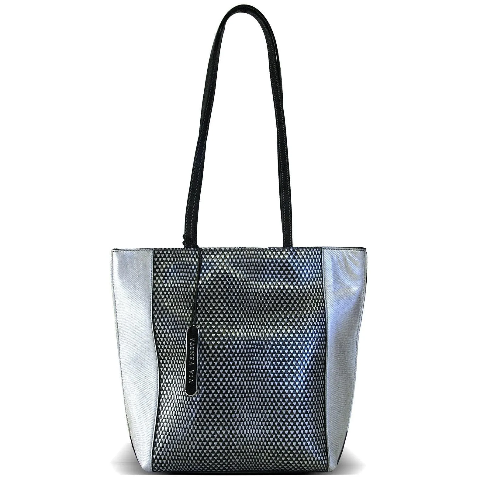 Via Veneta Daisy Leather Small Bucket Shaped Handbag | Diamond Print