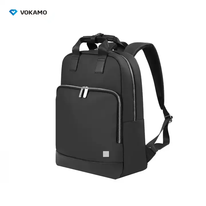 VOKAMO Backpack For Unisex, 16 Inches Large Capacity, PU Leather Backpack Black