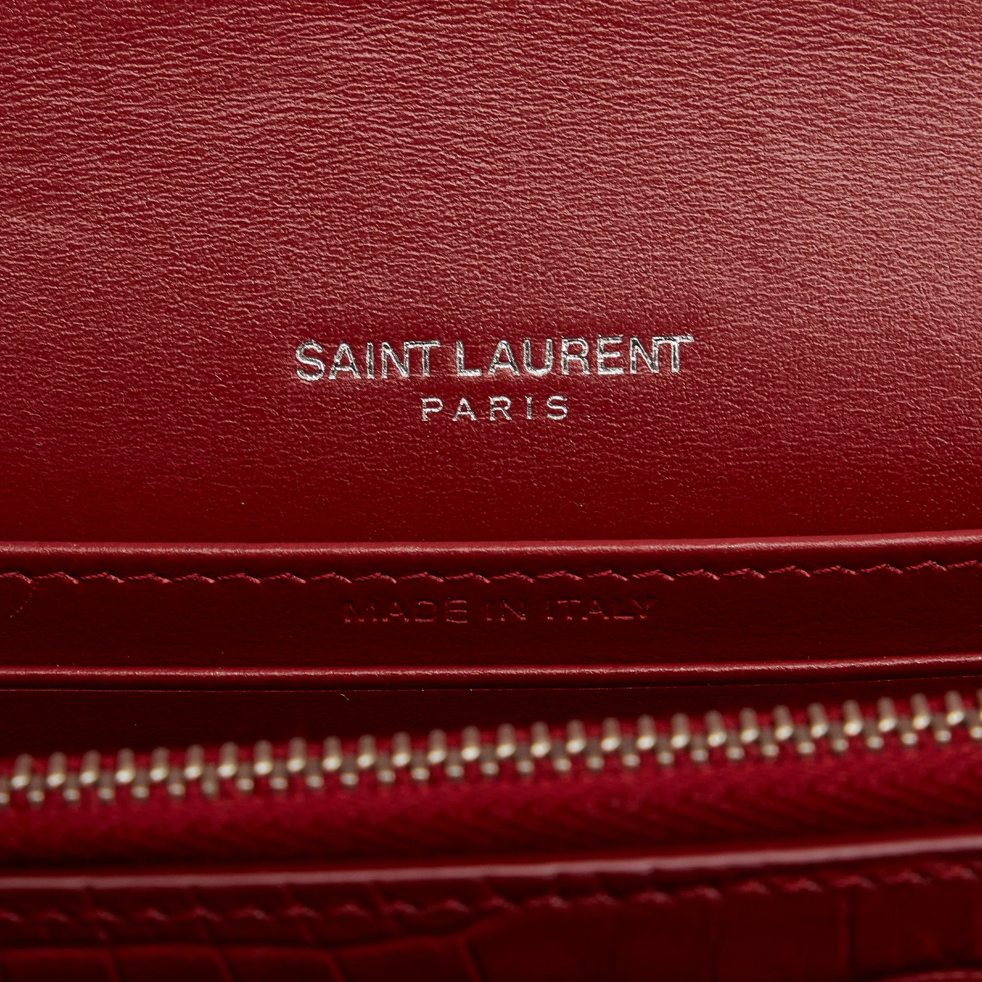 Yves Saint Laurent Sunset Red Croc Embossed Leather