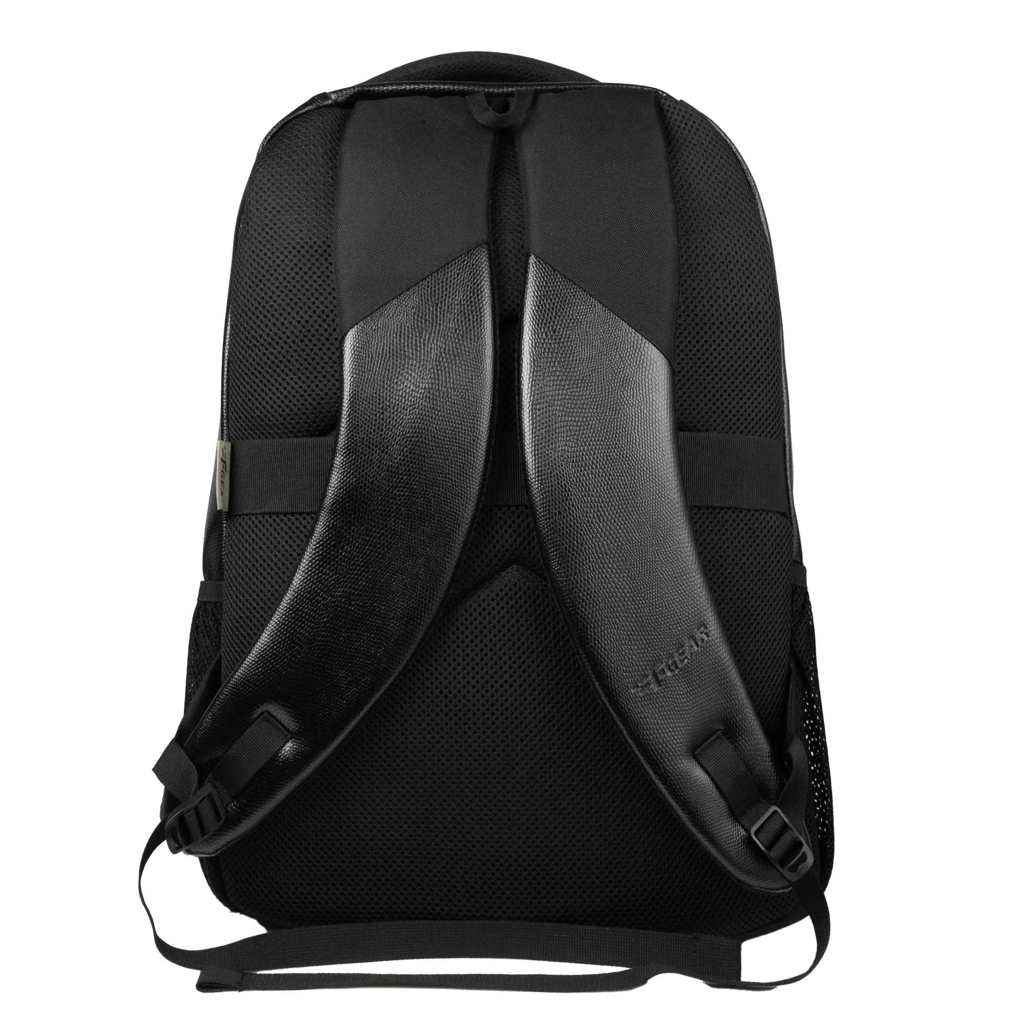 Zurich 30L Black Vegan Leather USB Laptop Backpack with Raincover